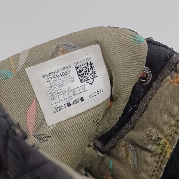 SPERRY  top side black rubber quilted duck boots zip and lace-up  size 9 - Picture 10 of 11